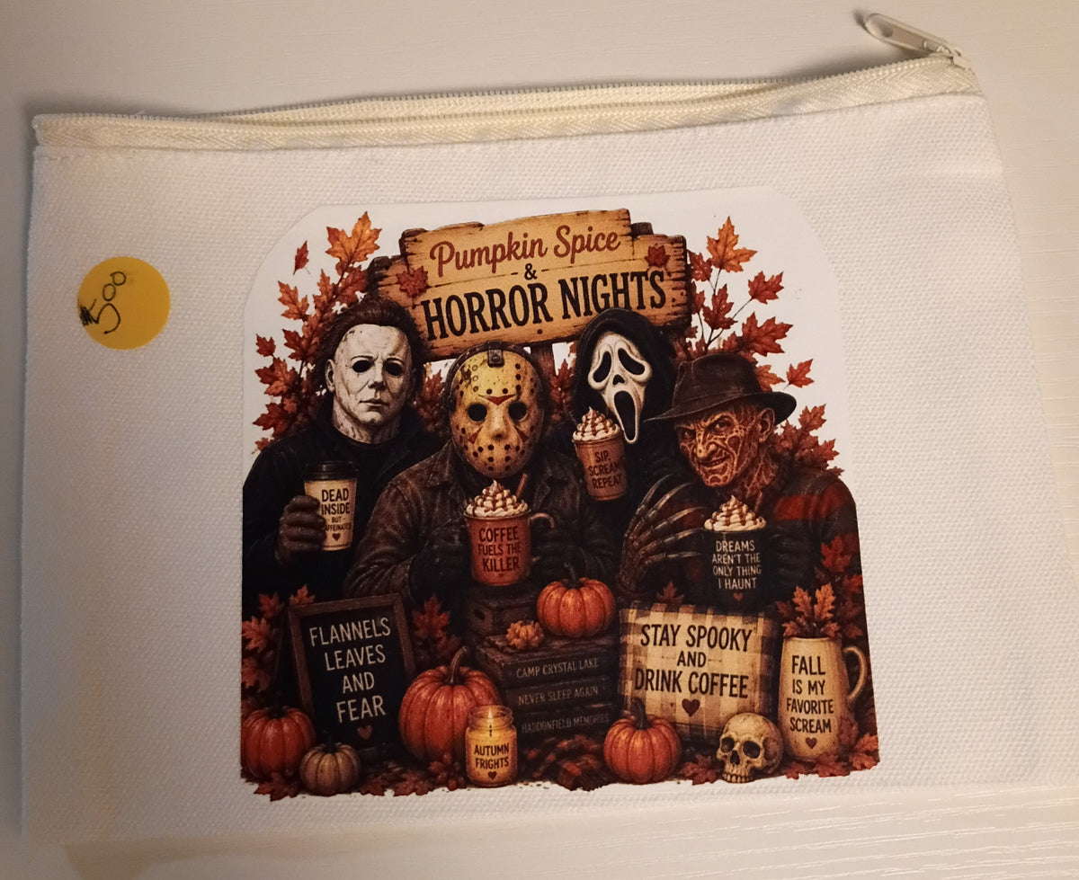 Horror nights pumpkin spice small zipper bag